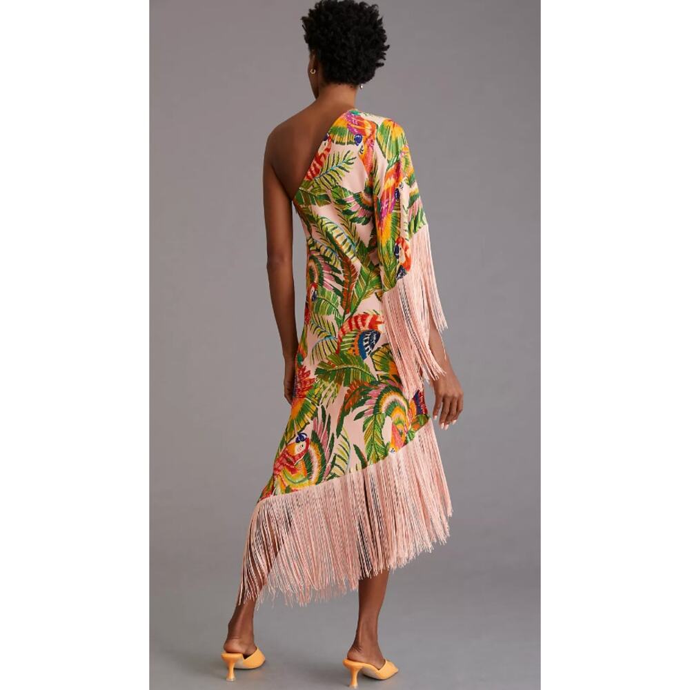 Farm Rio NEW Maccaw Leaves One Shoulder Midi Dress, Med - Picture 2 of 14